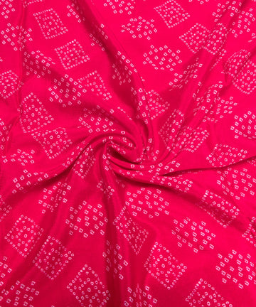 Magenta Bandhani Printed Chinon Silk Fabric